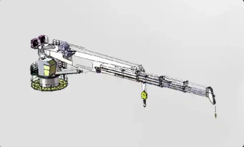 Telescope boom crane Reduced stowage requirement on limited deck space